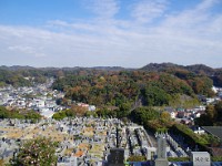 向こうの丘の麓が、安国論寺・・・ちかいですね