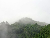 霞む高尾山