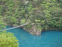 ダム湖の色がキレイ！　四万ブルーににているね